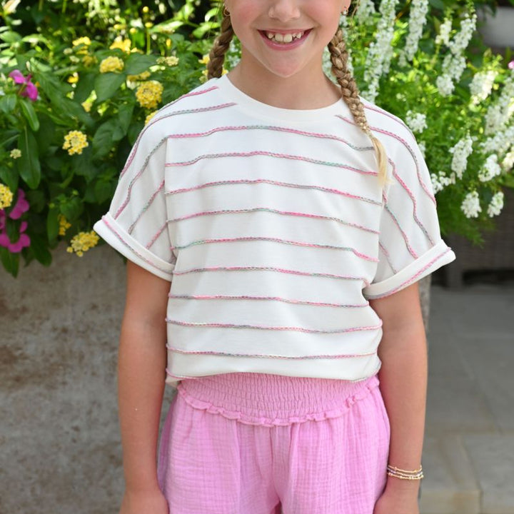 Fran Top Green/Pink Stripe