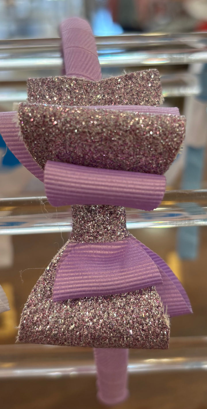 Medium Glitter/Grosgrain Stacked Bow Headband