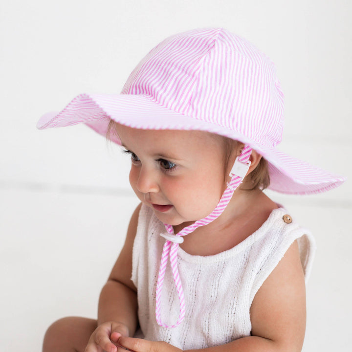 Pink Seersucker Sunhat UPF 50+ Baby &amp; Toddler