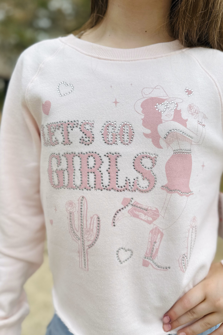 Let’s Go Girls Western Rhinestone Crop Sweatshirt
