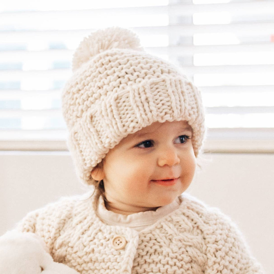 Huggalugs - Natural Garter Stitch Beanie Baby &amp; Kids