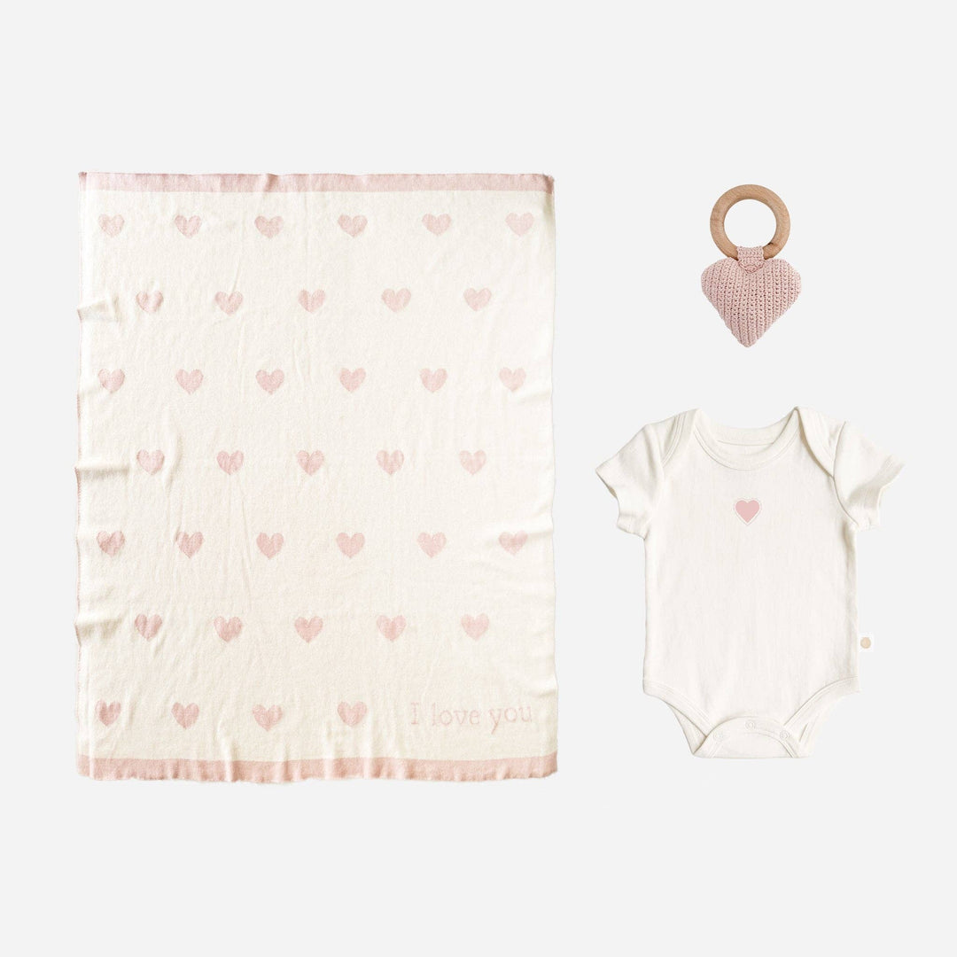 Gift Set Heart I Love You Blanket Lovey Rattle Valentine&