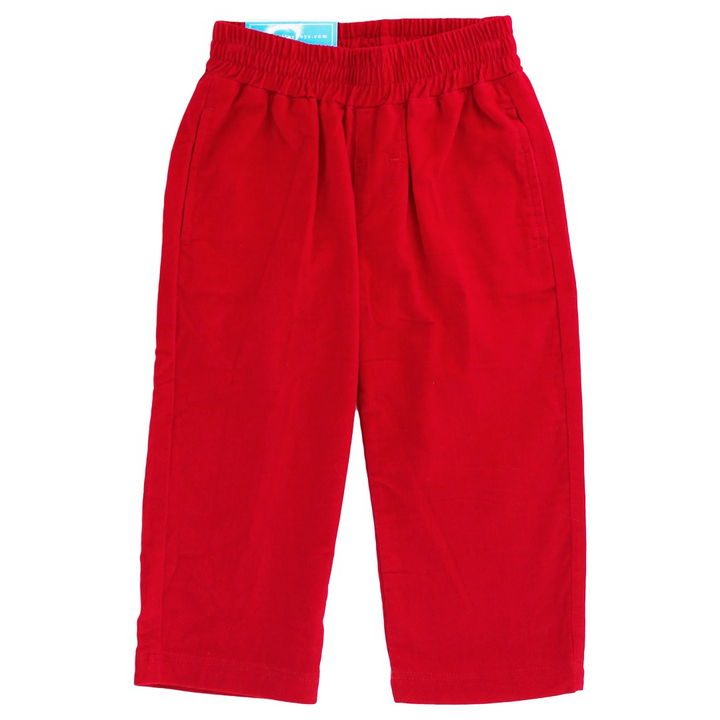 Charlie Pull On Pant - Christmas Red Corduroy