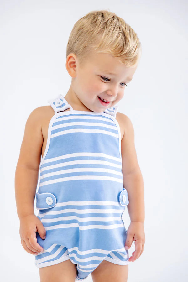 Skipper Sunsuit Saddle Ridge Stripe (Sarasota Sky)/Worth Ave White