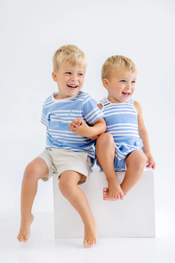 Skipper Sunsuit Saddle Ridge Stripe (Sarasota Sky)/Worth Ave White