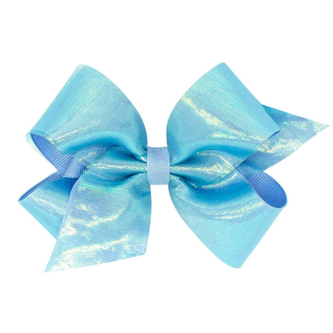 King Sheer Iridescent and Grosgrain Overlay Hair Bow
