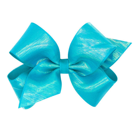 King Sheer Iridescent and Grosgrain Overlay Hair Bow