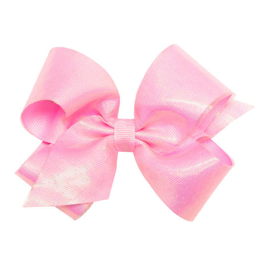King Sheer Iridescent and Grosgrain Overlay Hair Bow