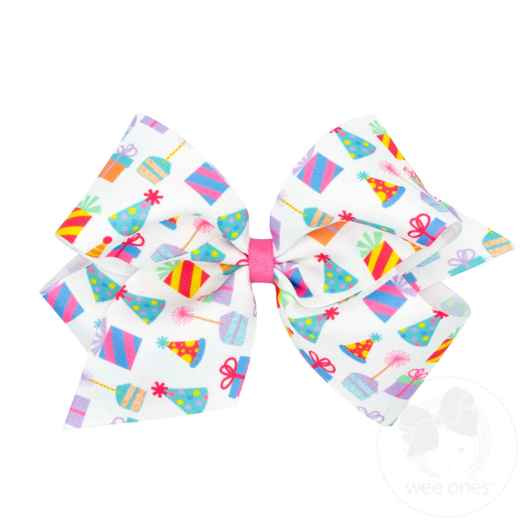Party Print Grosgrain Bow