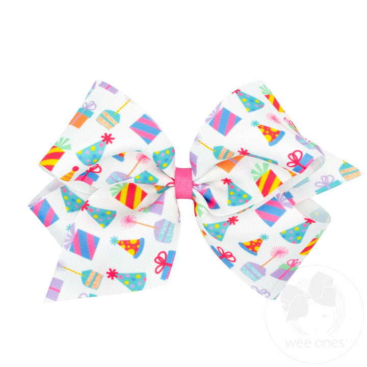 Party Print Grosgrain Bow