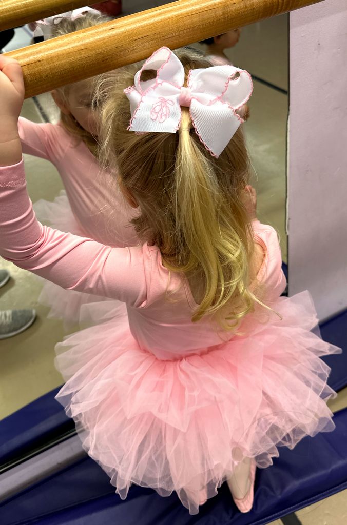 Medium Grosgrain Moonstitch Embroidered Girls Hair Bow