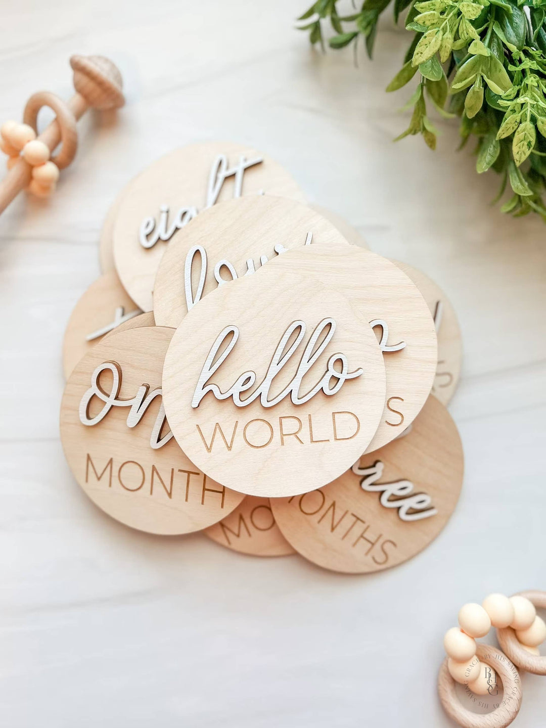 3D Wooden Monthly Milestone Discs For Baby Photos