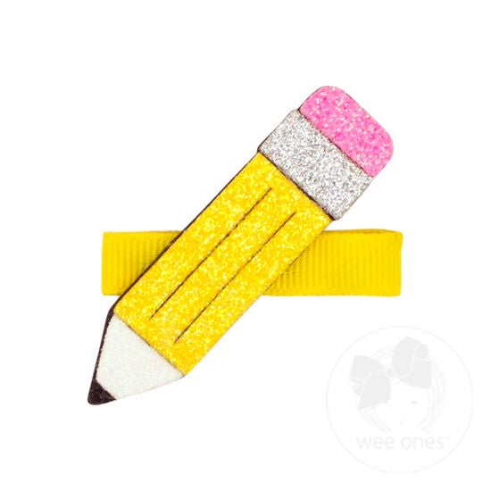 Layered Glittered Themed School Hair Clips