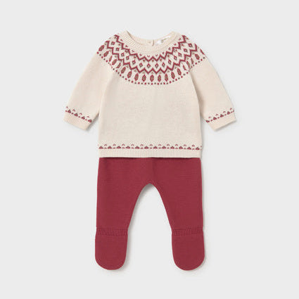 Newborn Boy Pants and Sweater Set Plum