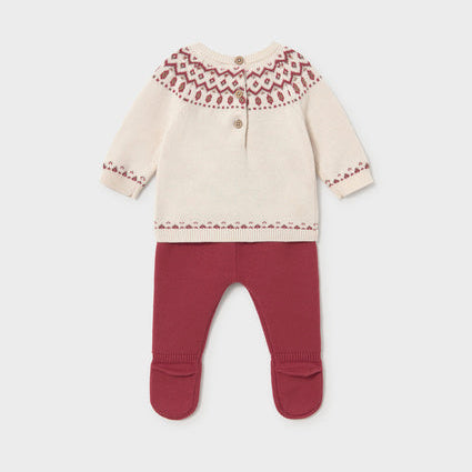 Newborn Boy Pants and Sweater Set Plum