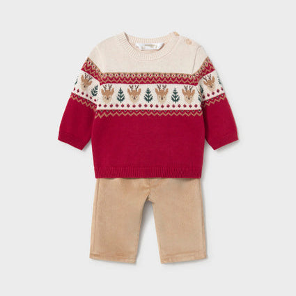 Newborn Boy Pants and Sweater Set Red