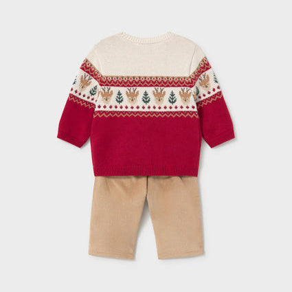 Newborn Boy Pants and Sweater Set Red