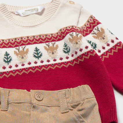 Newborn Boy Pants and Sweater Set Red