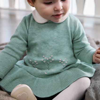 Newborn Girl Knit Dress Mineral