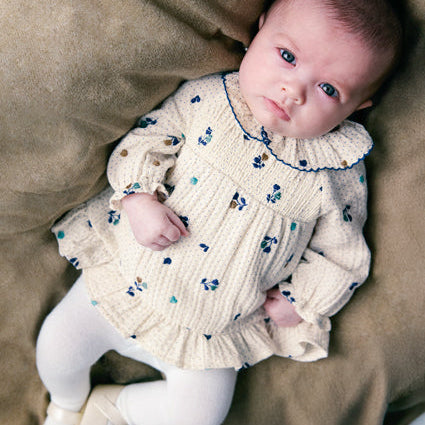 Newborn Girl Printed Dress Pottery