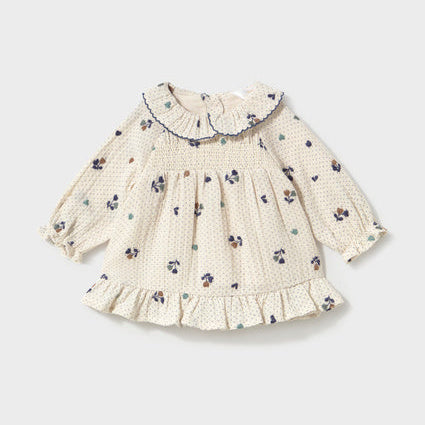 Newborn Girl Printed Dress Pottery