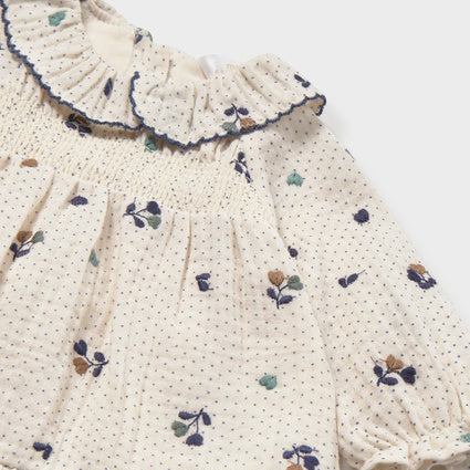Newborn Girl Printed Dress Pottery