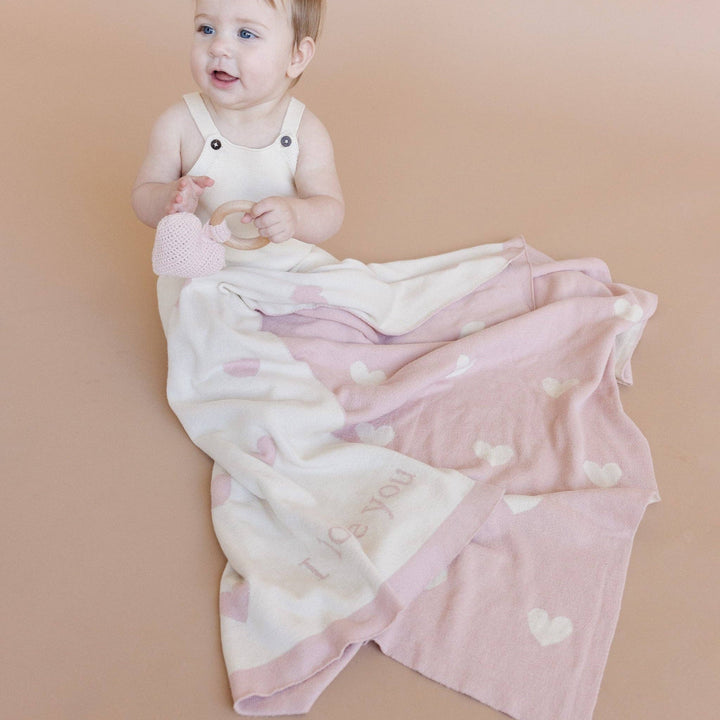 Gift Set Heart I Love You Blanket Lovey Rattle Valentine&