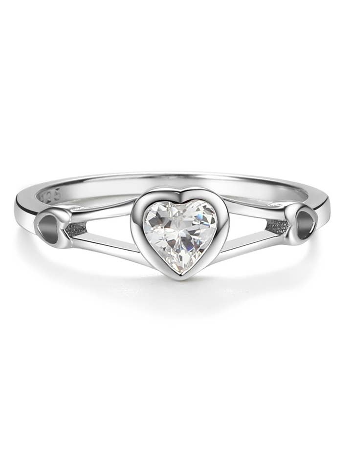 Kids Sterling Silver Heart Birthstone Ring (Baby - Tween)