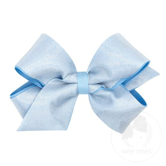 Medium Mirror Dot and Grosgrain Overlay Hair Bow