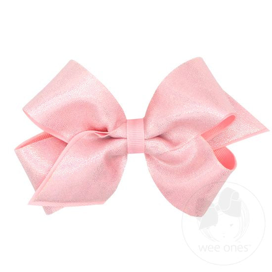 Medium Mirror Dot and Grosgrain Overlay Hair Bow