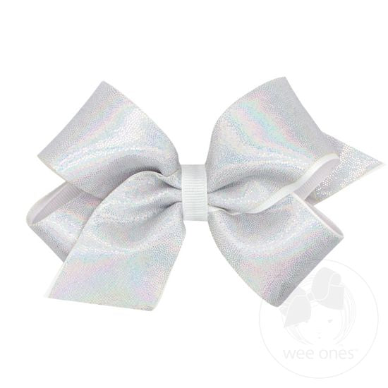 Medium Mirror Dot and Grosgrain Overlay Hair Bow