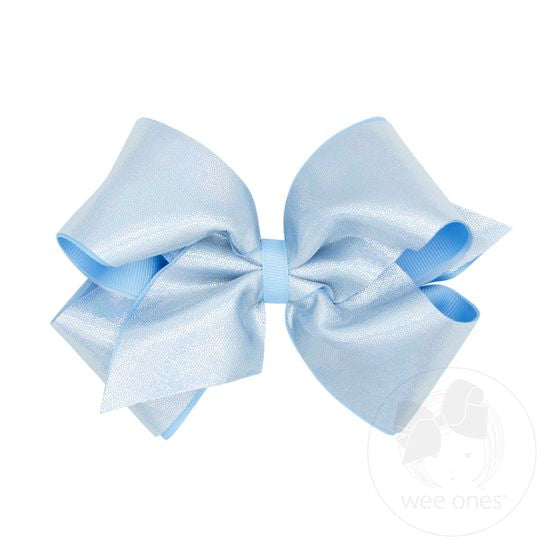 King Mirror Dot and Grosgrain Overlay Hair Bow