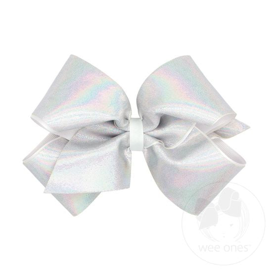 King Mirror Dot and Grosgrain Overlay Hair Bow