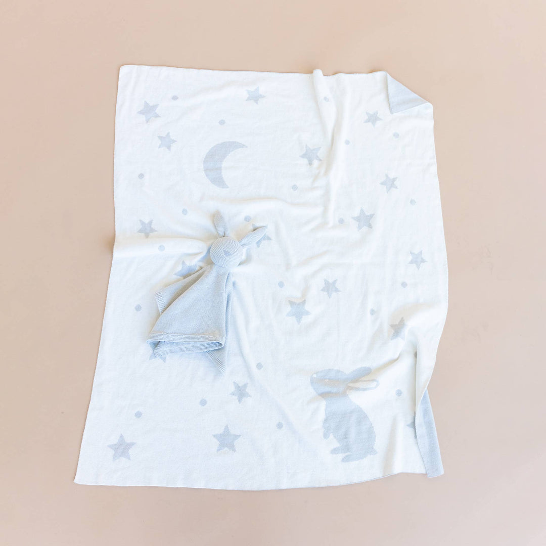 Set Star Moon Bunny Blanket Lovey Gift Baby Shower Organic