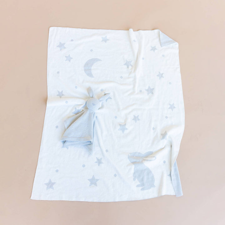 Set Star Moon Bunny Blanket Lovey Gift Baby Shower Organic