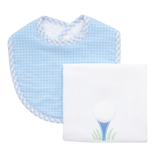 Golf Basic Bib &amp; Burp Boxed Set, Blue