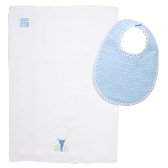 Golf Basic Bib &amp; Burp Boxed Set, Blue