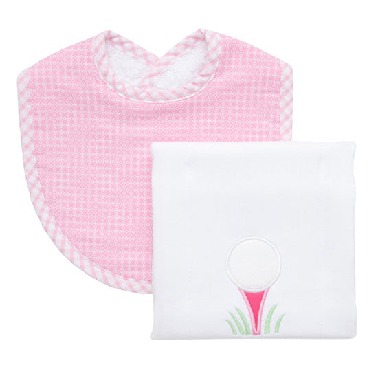 Golf Basic Bib &amp; Burp Boxed Set, Pink
