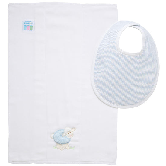 Lamb Basic Bib &amp; Burp Boxed Set, Blue