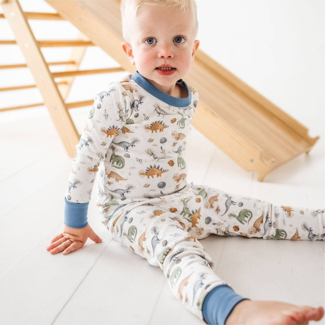 Cosmic Dinos Long Pajamas - Cobalt Blue