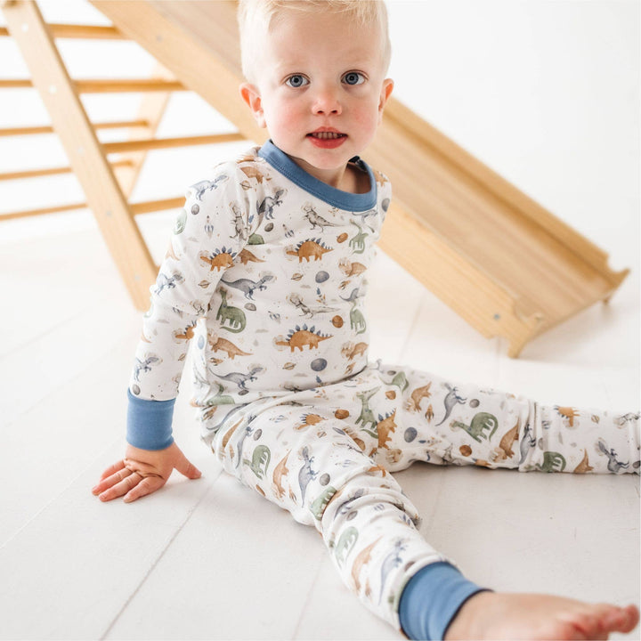 Cosmic Dinos Long Pajamas - Cobalt Blue