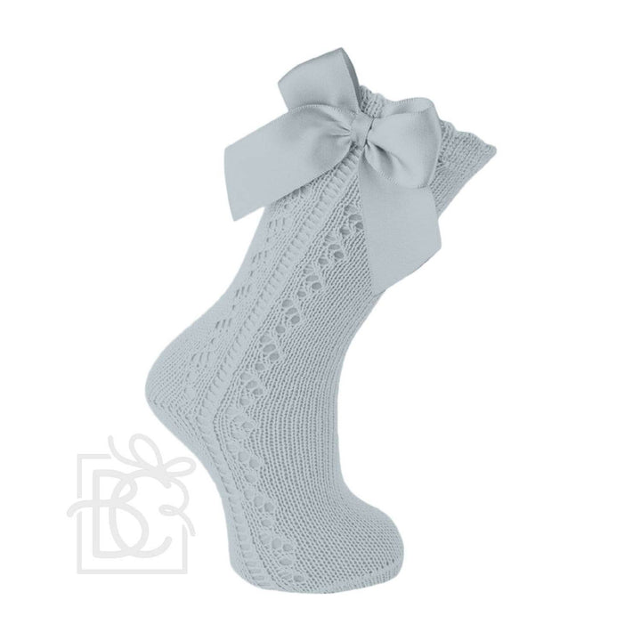 Scottish Yarn Openwork Bow Kneehigh Socks