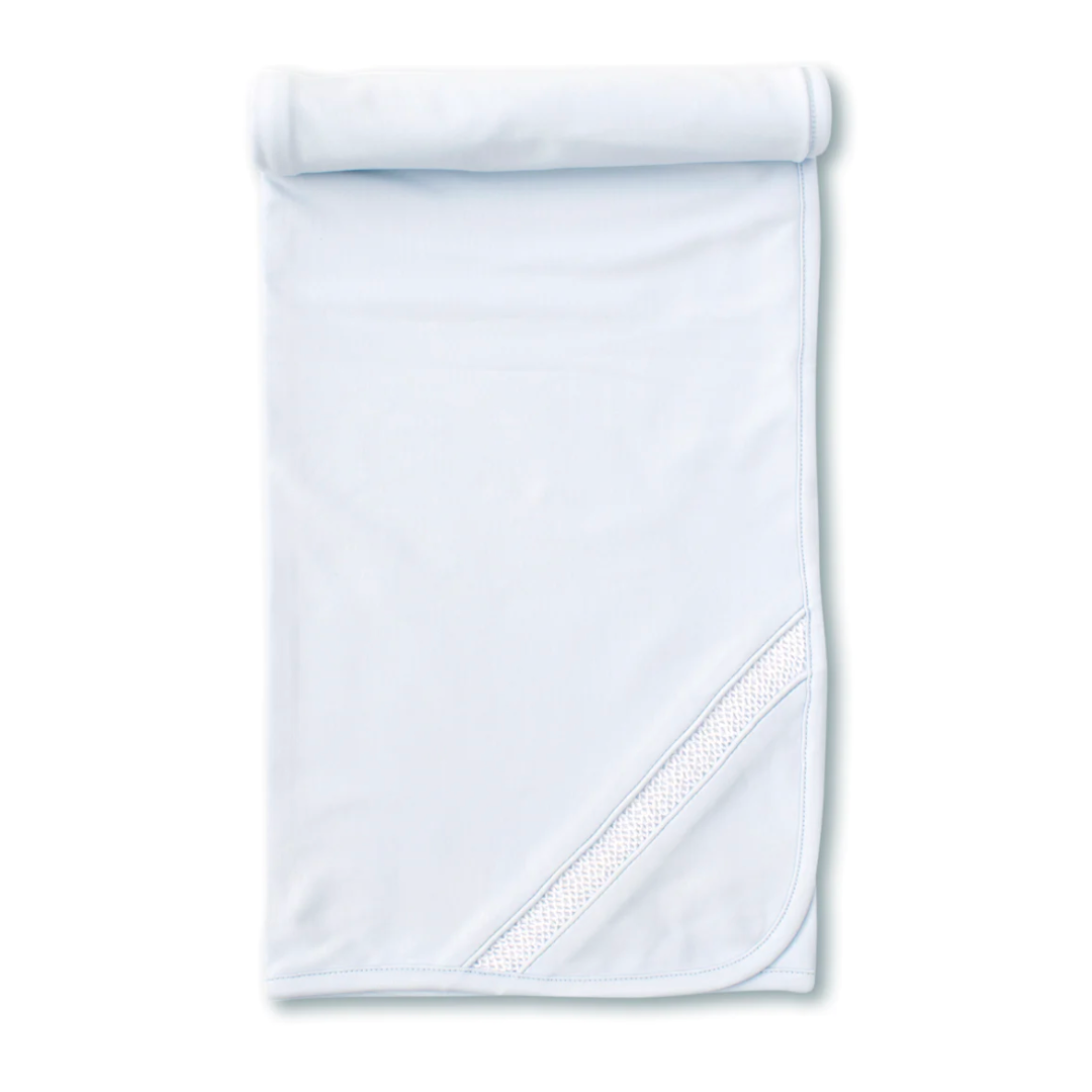 Light Blue Hand Smocked Blanket