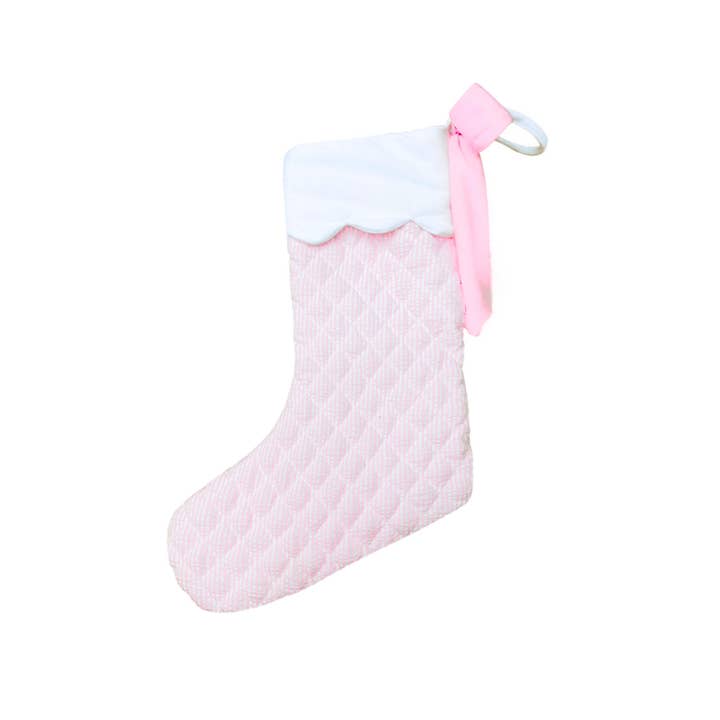 Quilted Seersucker Scalloped Stocking