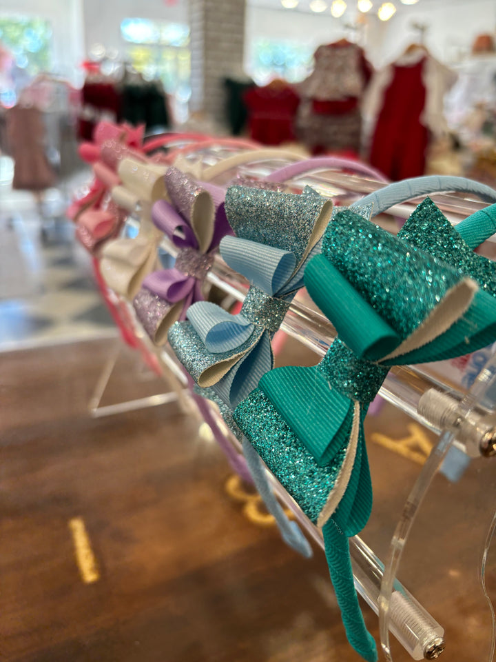 Medium Glitter/Grosgrain Stacked Bow Headband