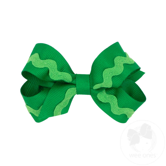 Mini Grosgrain Hair Bow with Ric-Rac Trim