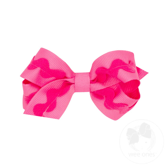 Mini Grosgrain Hair Bow with Ric-Rac Trim