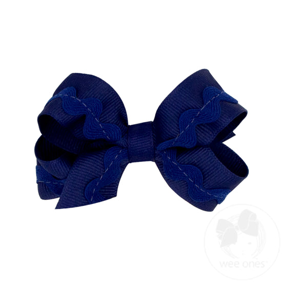 Mini Grosgrain Hair Bow with Ric-Rac Trim