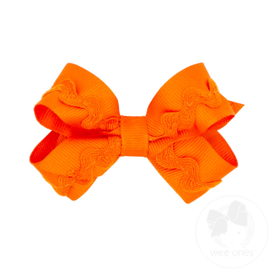 Mini Grosgrain Hair Bow with Ric-Rac Trim