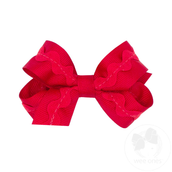 Mini Grosgrain Hair Bow with Ric-Rac Trim